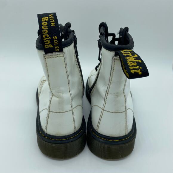 Dr. Martens Kid's Girl's size 3 White Combat Moto Zip-Up Boots Biker Leather - Picture 5 of 8